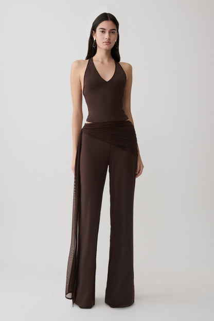 Aspyn Slinky Gathered Wide Leg Pants - Schokolade