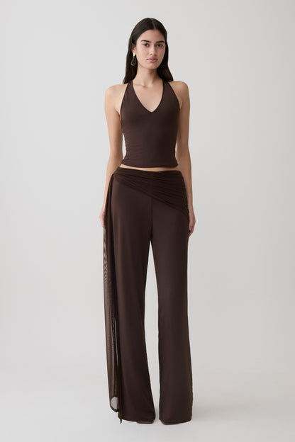 Aspyn Slinky Gathered Wide Leg Pants - Schokolade