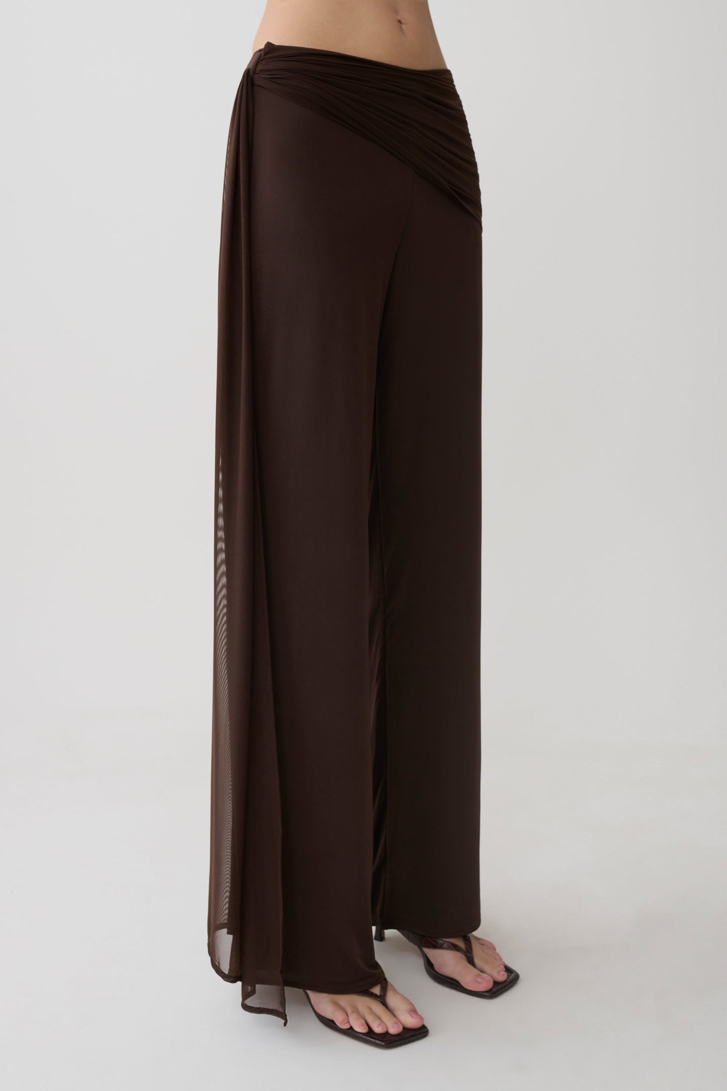 Aspyn Slinky Gathered Wide Leg Pants - Schokolade