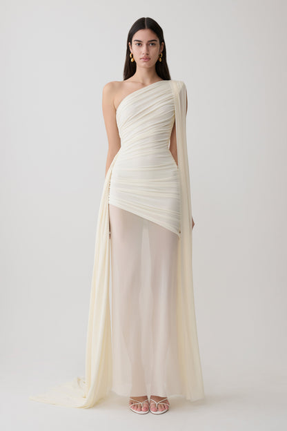 Asher Slinky One Shoulder Maxi Kleid - Elfenbein