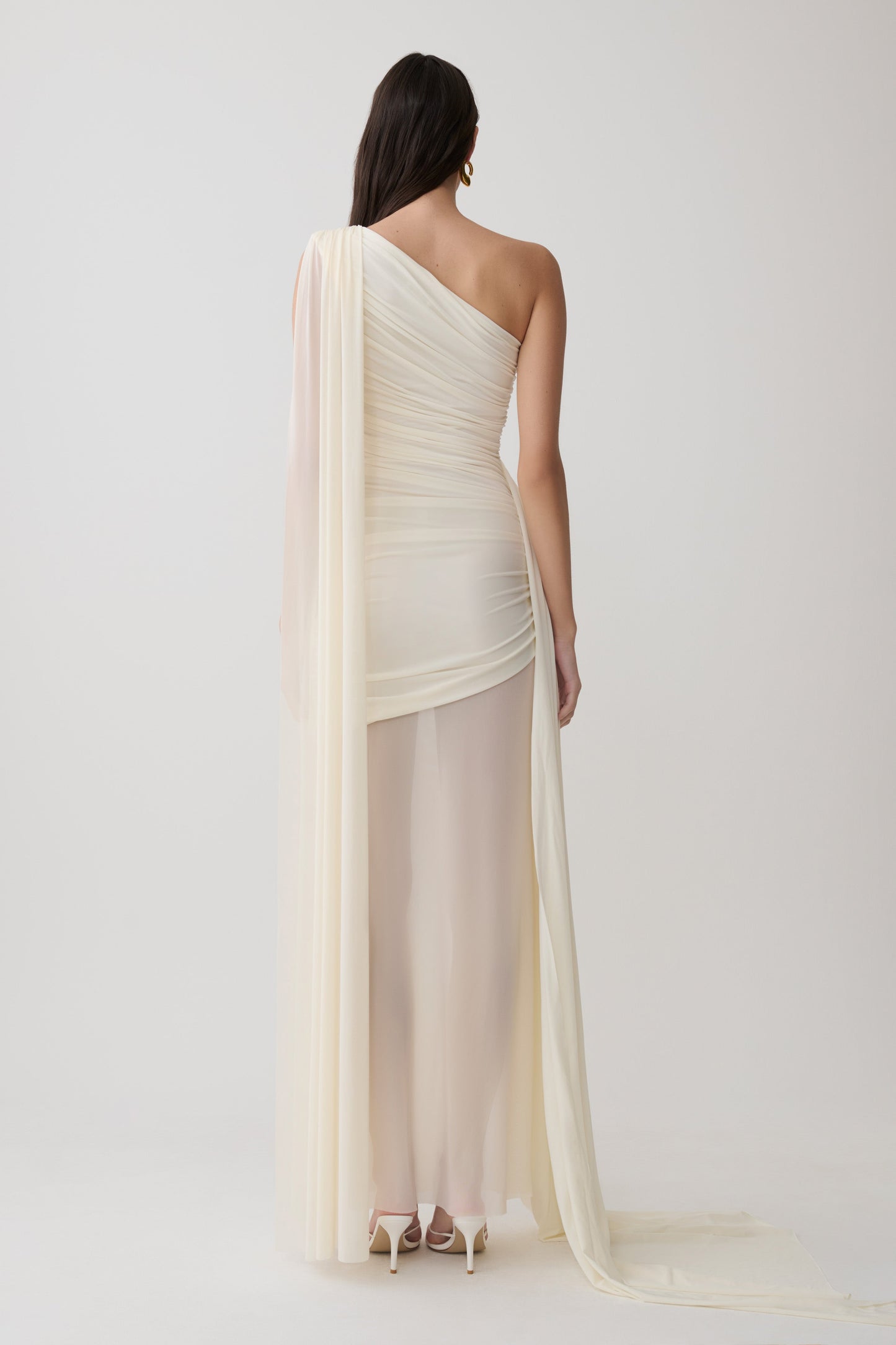 Asher Slinky One Shoulder Maxi Kleid - Elfenbein