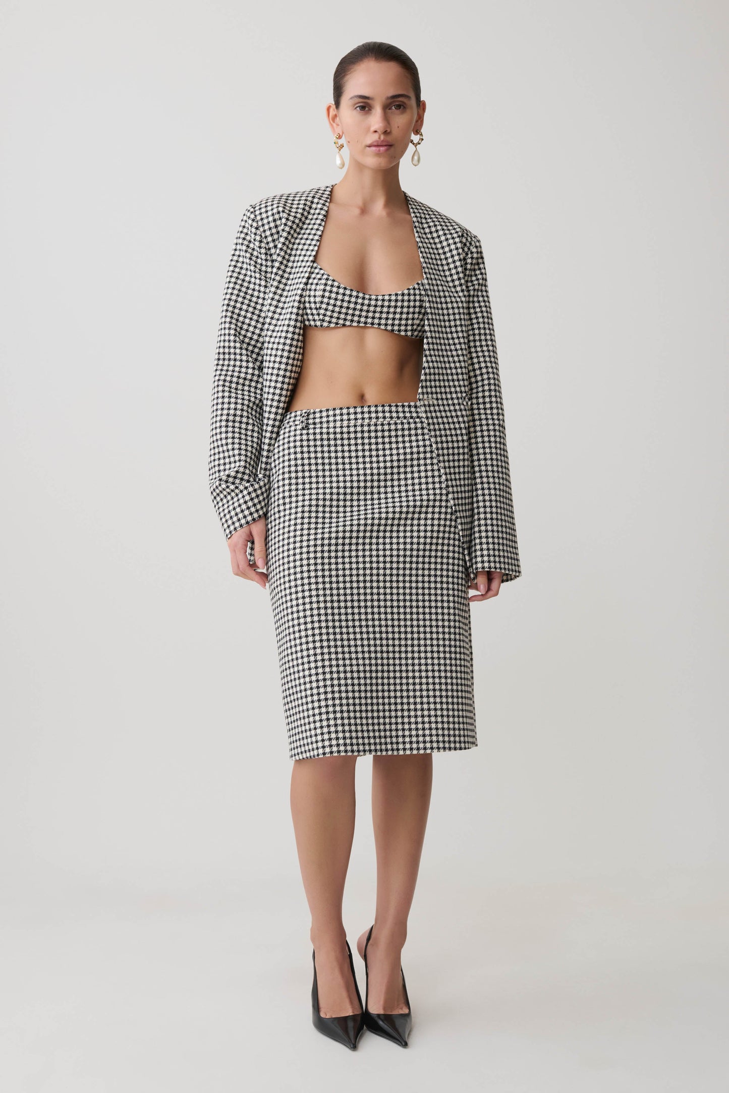 Amelie Tweed Midi-Rock - Hahnentritt