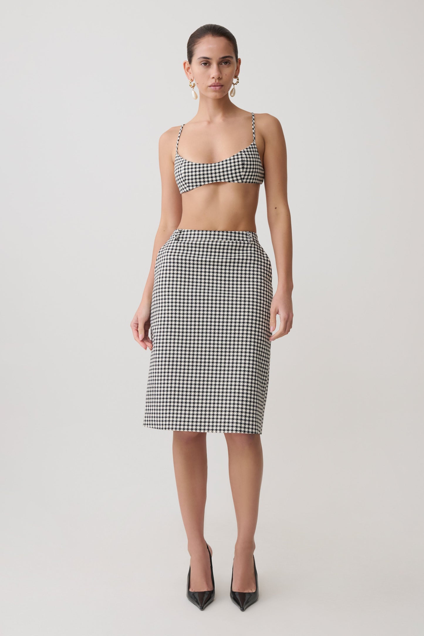 Amelie Tweed Midi-Rock - Hahnentritt