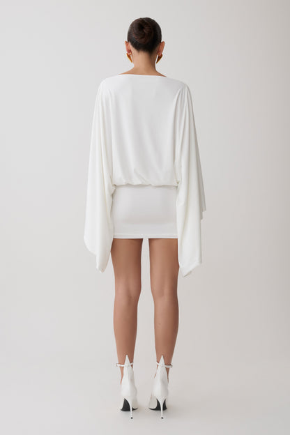 Jessy Drapiertes Mini-Kleid - Elfenbein