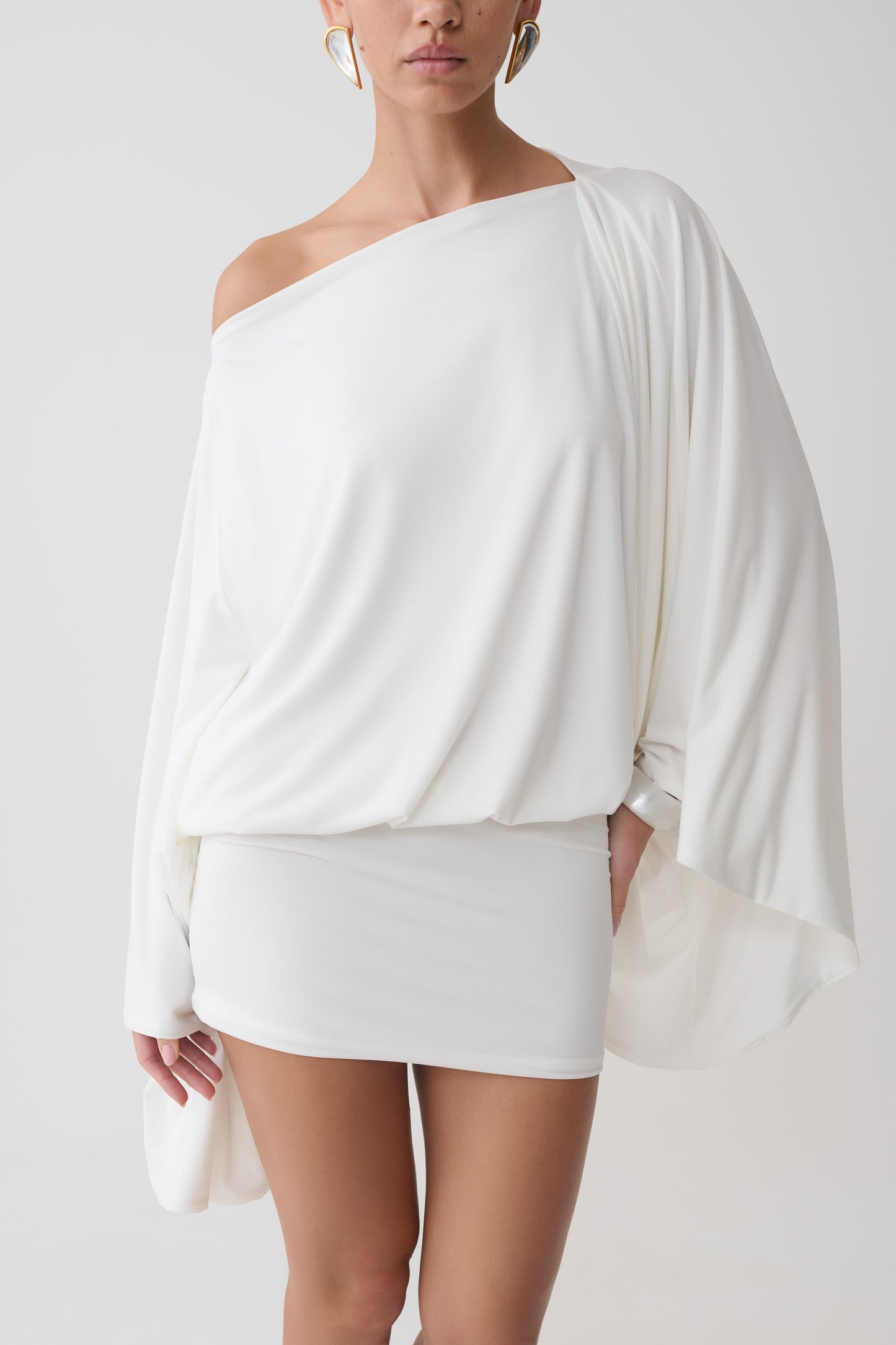 Jessy Drapiertes Mini-Kleid - Elfenbein