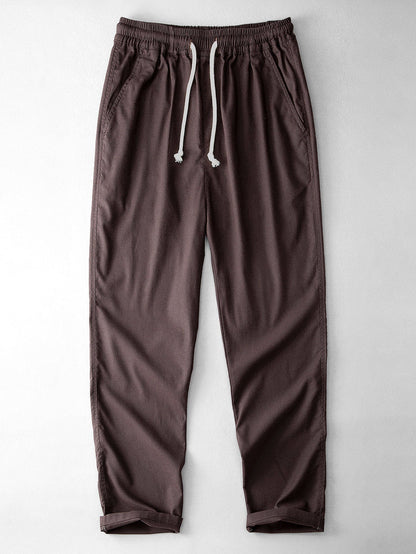 Relaxed Fit Geometrie Häkel V-Ausschnitt Strick Polo & Gerade Beinform Leinenhose