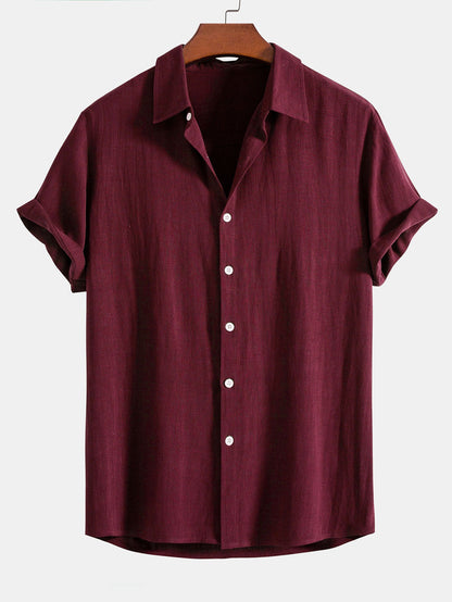 Leinen-Rayon-Mischung Knopf-Down-Shirt & Crinkle-texturierte 5"-Shorts