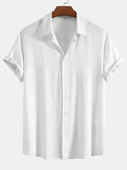 Leinen-Rayon-Mischung Knopf-Down-Shirt & Crinkle-texturierte 5"-Shorts