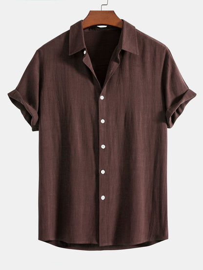 Leinen-Rayon-Mischung Knopf-Down-Shirt & Crinkle-texturierte 5"-Shorts