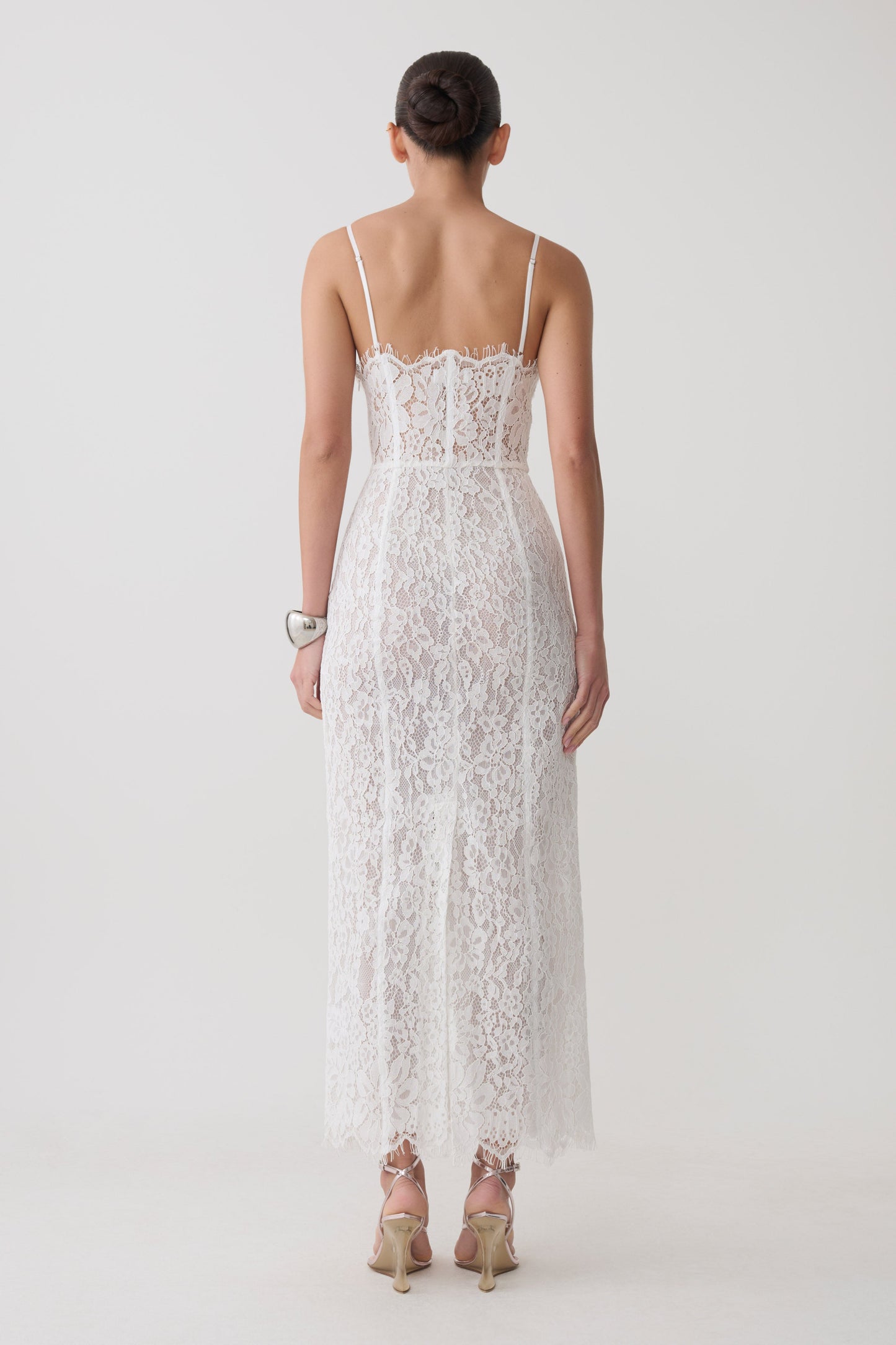 Ottilie Spitzen- und Mesh-Midikleid - Weiß