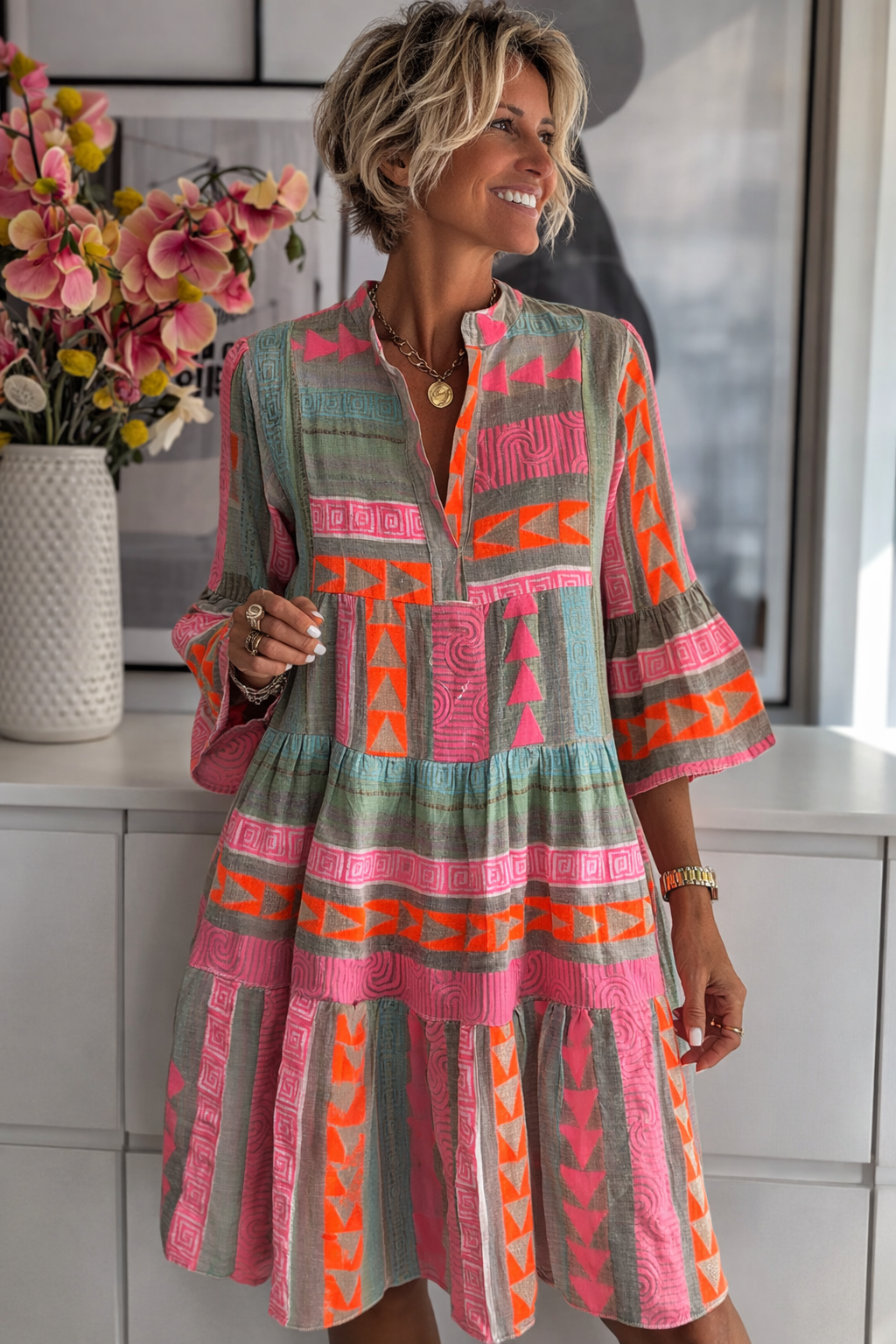 VIVIENNE | Boho Print Kleid