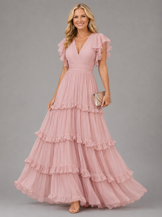 Zoe | Elegantes Maxikleid für die Hochzeit in Hellrosa