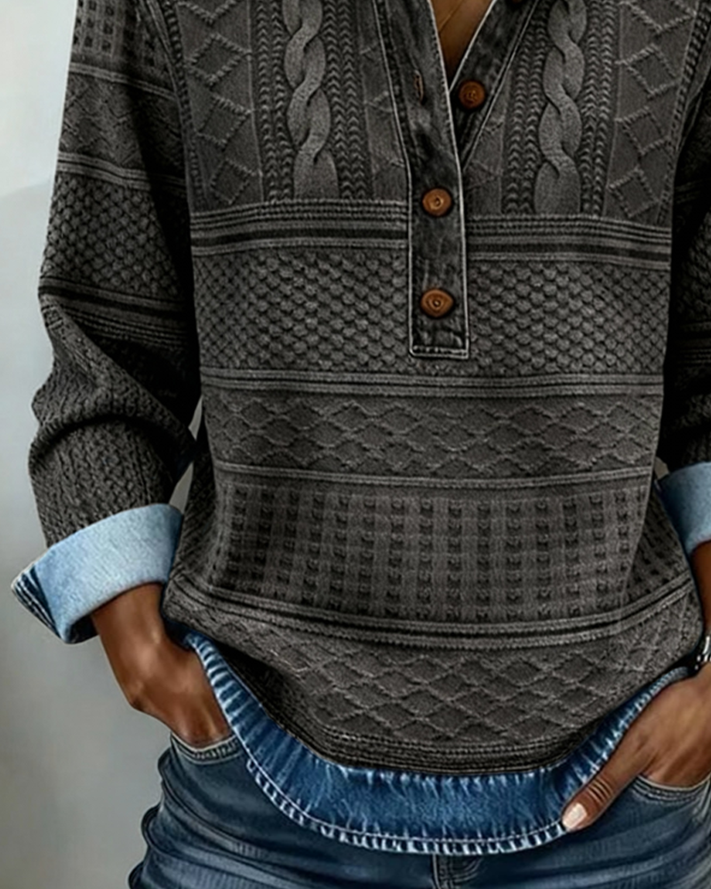Amelia – Sweatshirt aus gewebtem Jersey mit Denim-Details