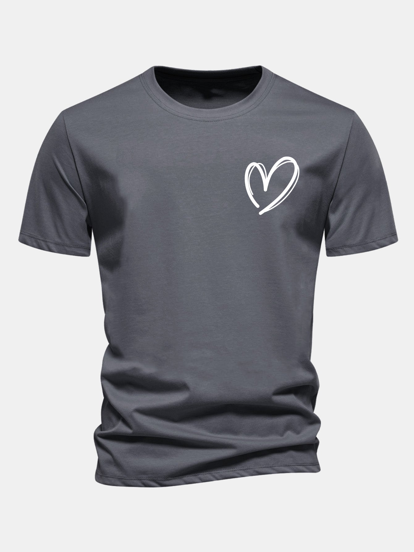 Regulär geschnittenes T-Shirt mit Herzmuster aus Baumwolle
