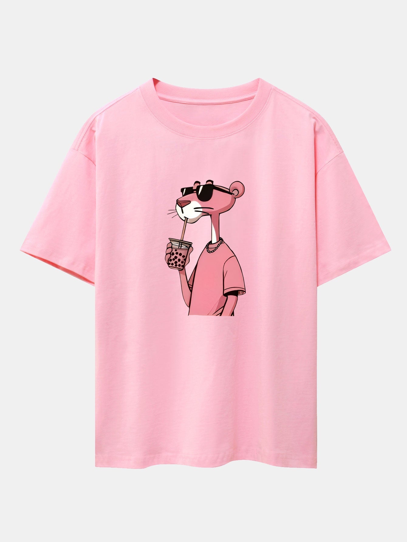 Relaxed Fit Pink Panther Print Baumwoll-T-Shirt & Corduroy 7" Shorts