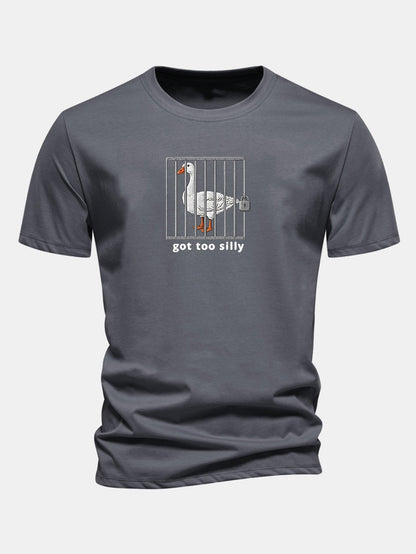 Regulär geschnittenes T-Shirt mit lustigem Gänse-Druck