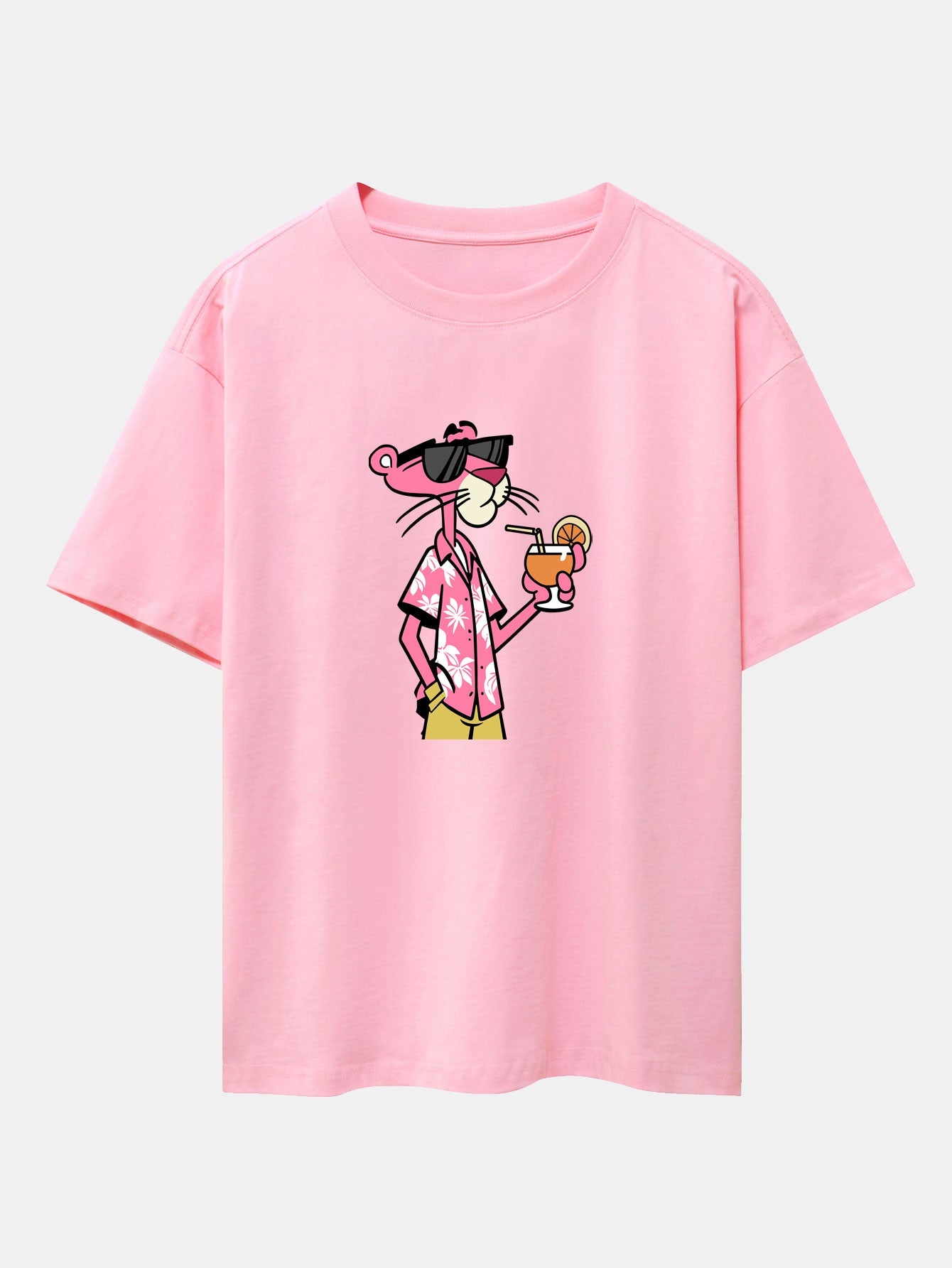 Relaxed Fit Urlaub Pink Panther Print Baumwoll T-Shirt & Corduroy 7" Shorts