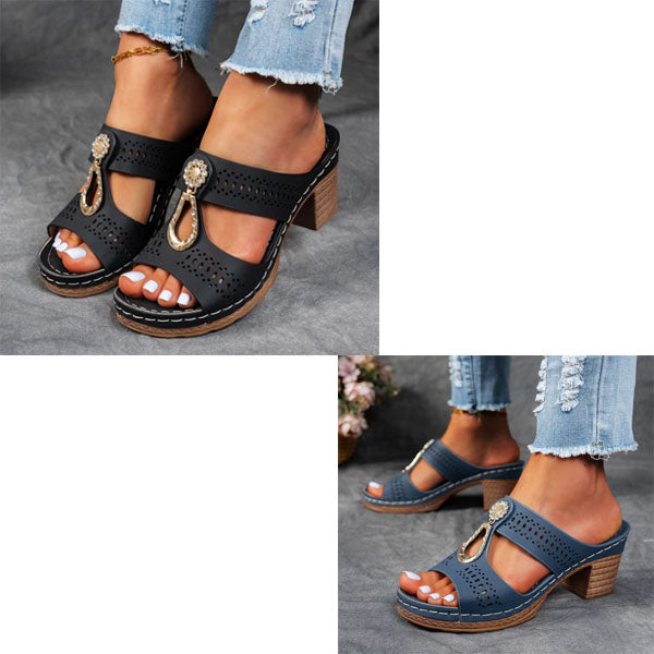 Orthopädische Sandalen mit Strass-Absatz