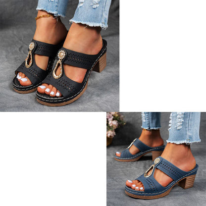Orthopädische Sandalen mit Strass-Absatz
