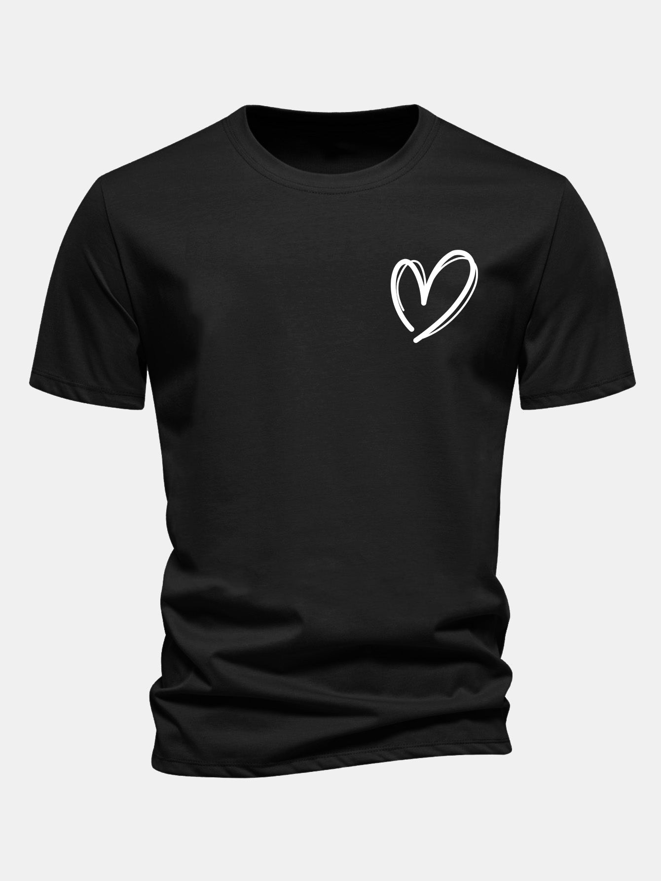 Regulär geschnittenes T-Shirt mit Herzmuster aus Baumwolle