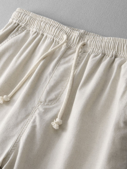 Stripe Waffle Johnny Kragen Polo & Gerade Beinform Leinenhose