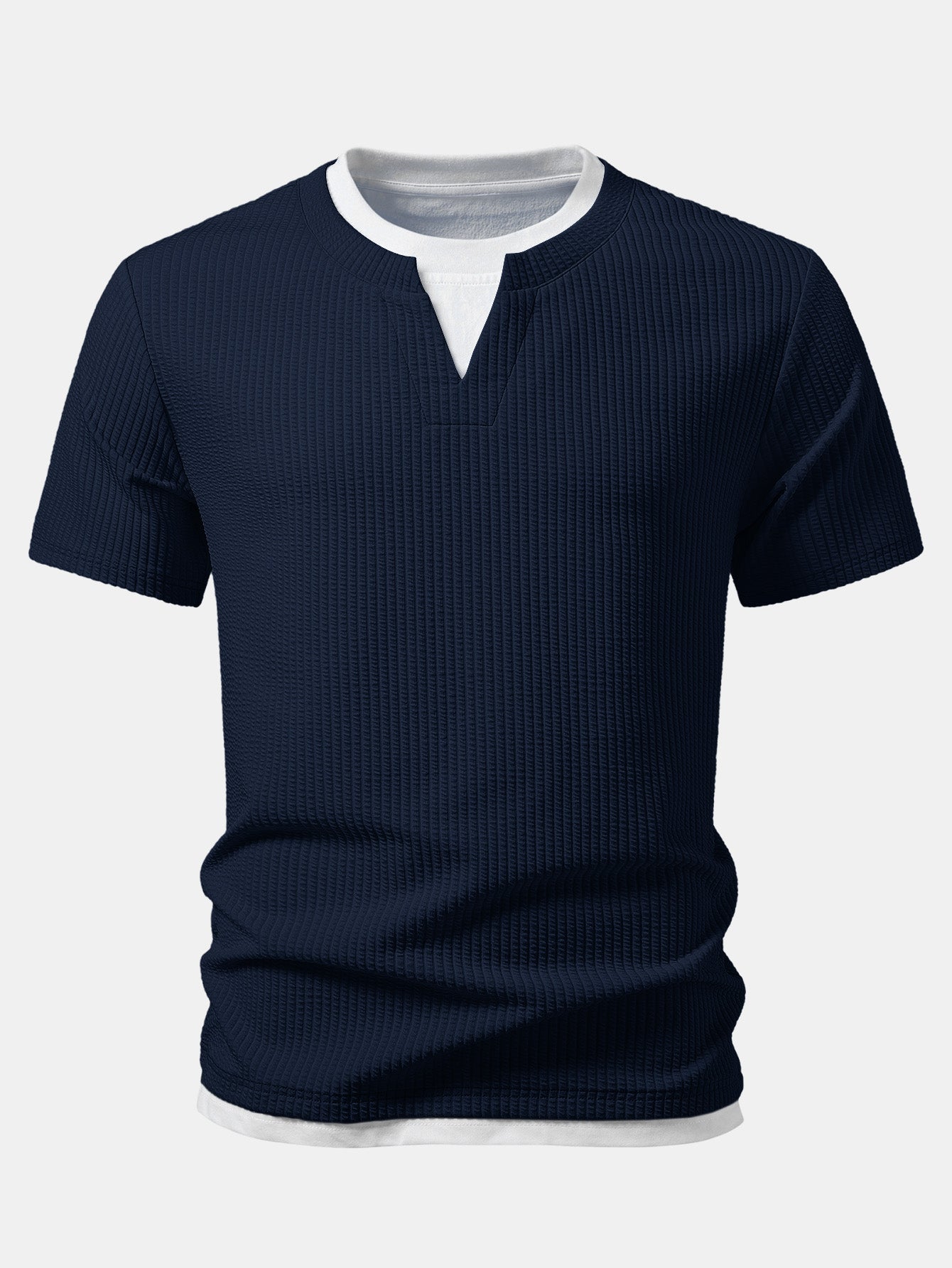 2 in 1 Ripp-Notch-Kragen T-Shirt & gerade Ripp-Hosen