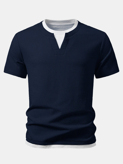 2 in 1 Ripp-Notch-Kragen T-Shirt & gerade Ripp-Hosen