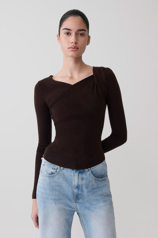 Culver Draped Twist Stricktop - Schokolade