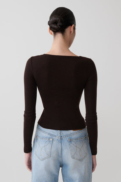 Culver Draped Twist Stricktop - Schokolade