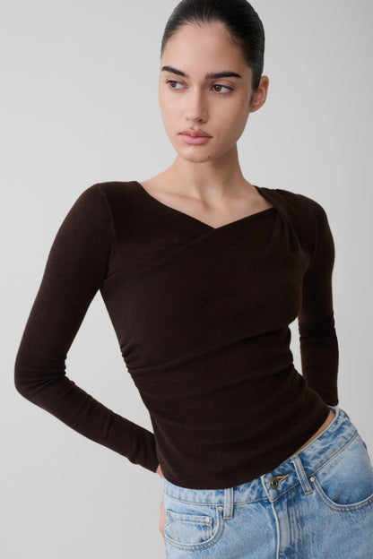 Culver Draped Twist Stricktop - Schokolade