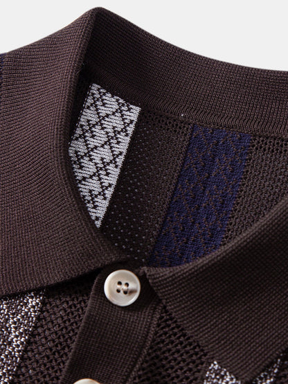 Gestreifter Texturierter Strick-Polo & Slim Fit Tapered Hose