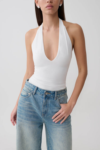 Rebekah Slinky Halter Bodysuit - Weiß