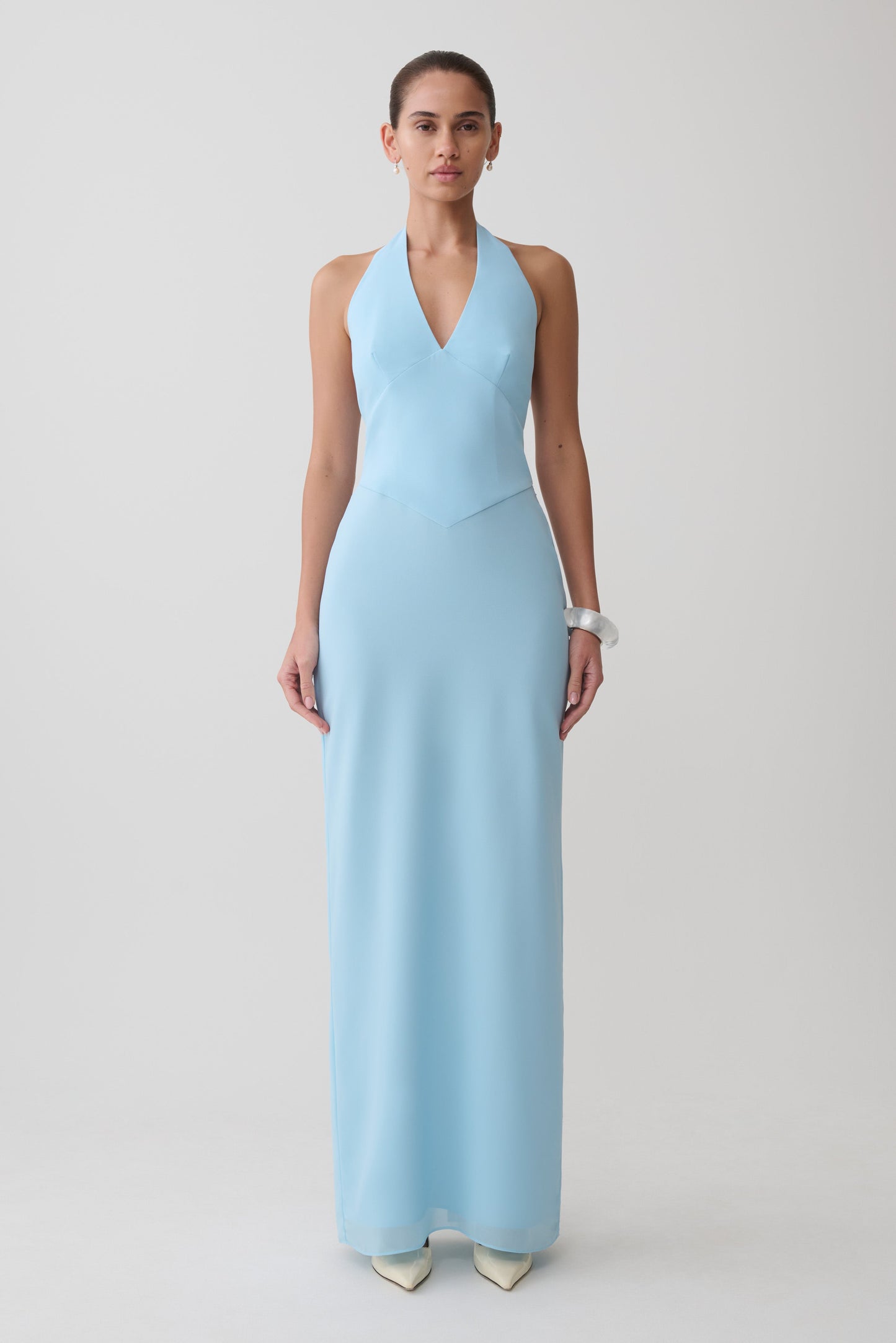 Valentina Chiffon Halter Maxi Kleid - Hellblau