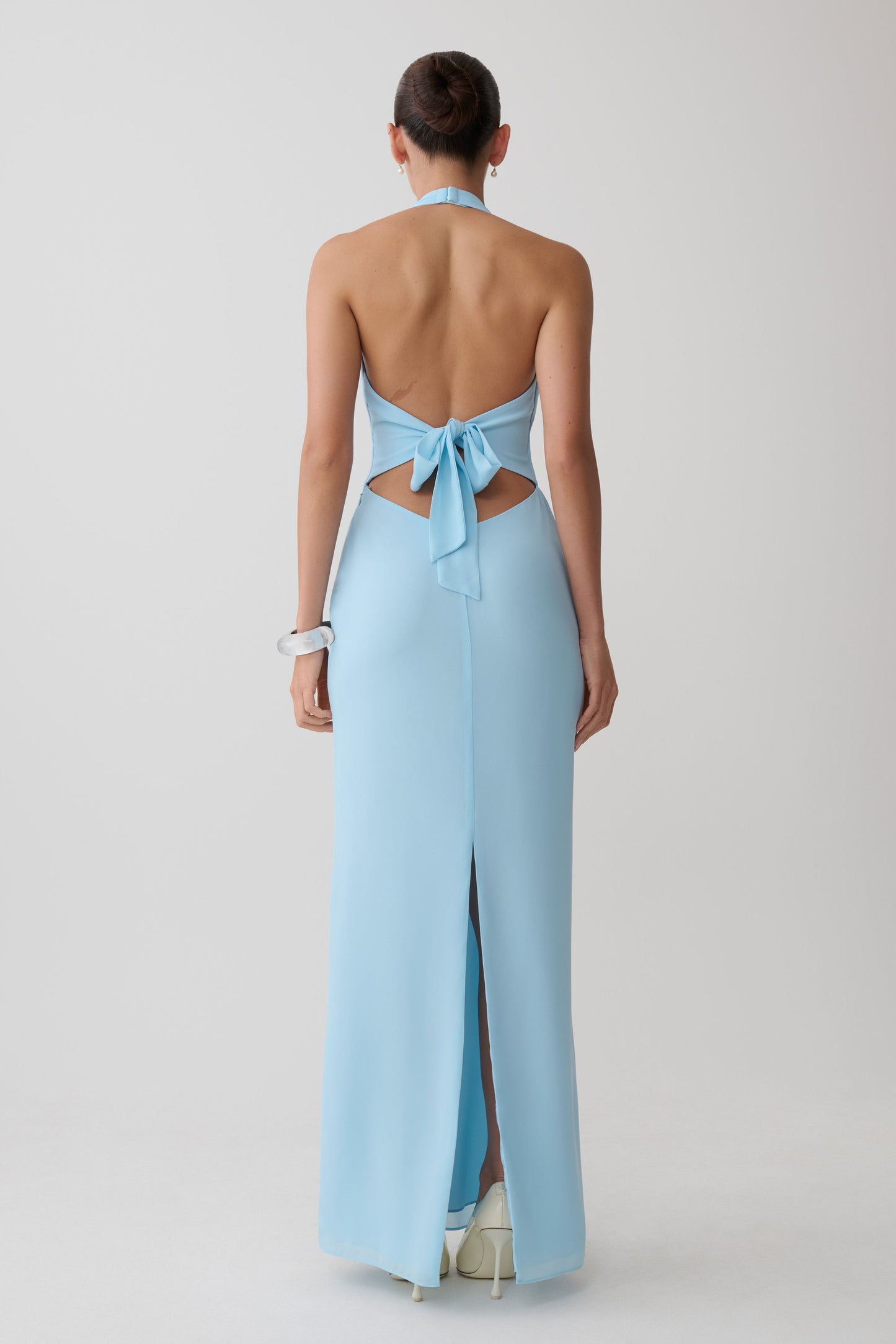 Valentina Chiffon Halter Maxi Kleid - Hellblau