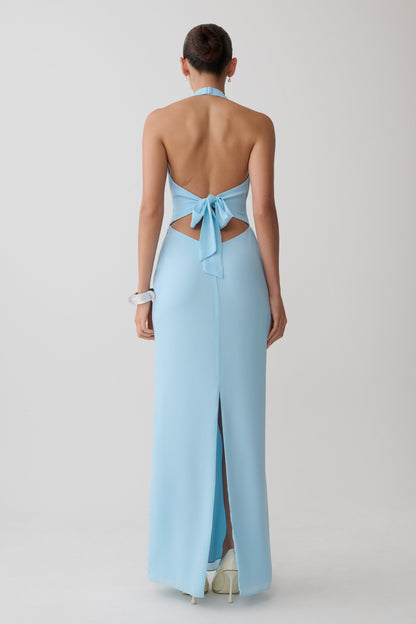 Valentina Chiffon Halter Maxi Kleid - Hellblau