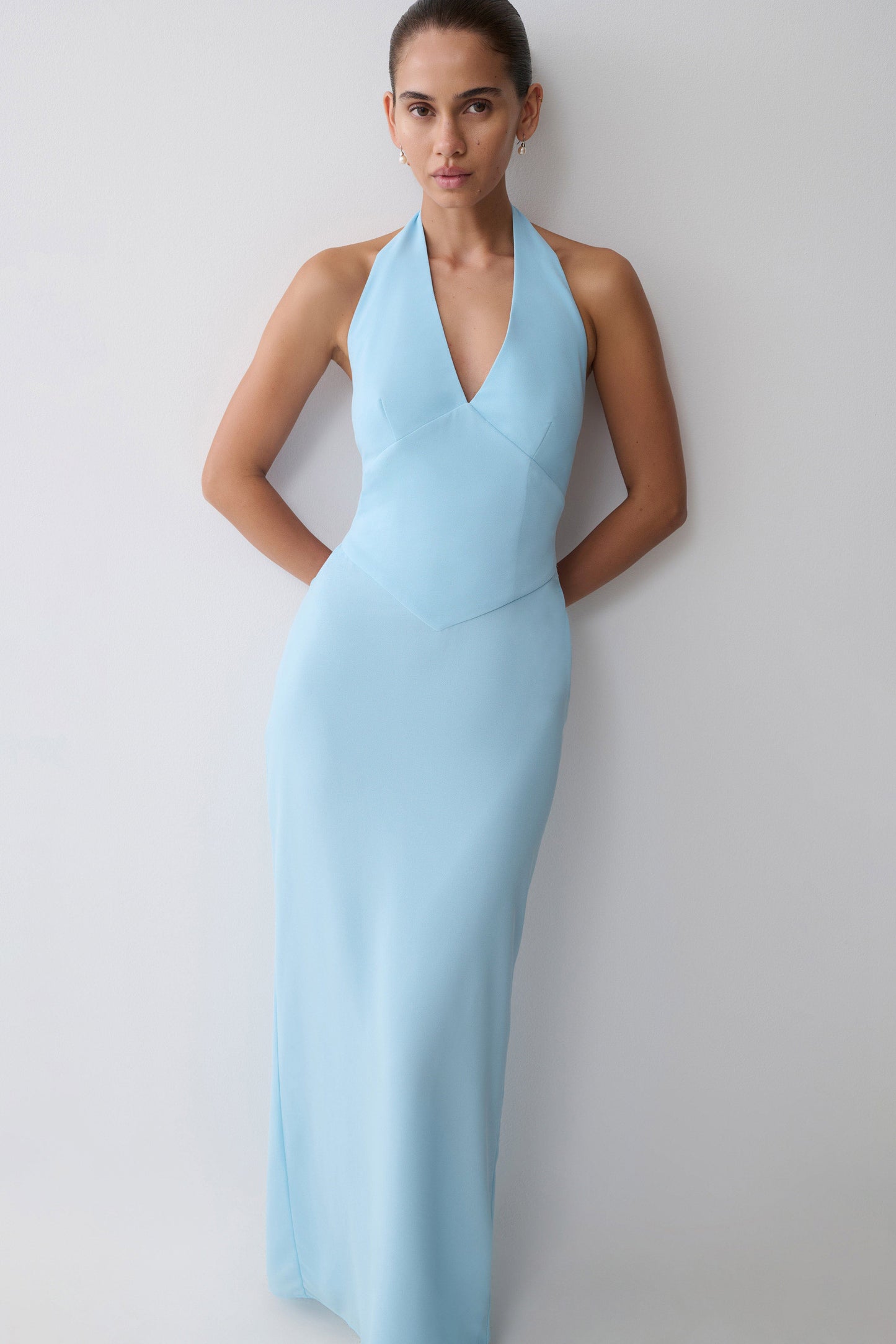 Valentina Chiffon Halter Maxi Kleid - Hellblau