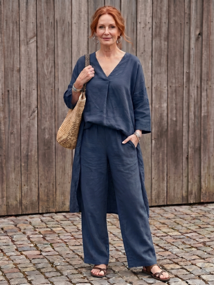Onyx | Lockeres Tunika-Oberteil mit weitem Hosen-Set