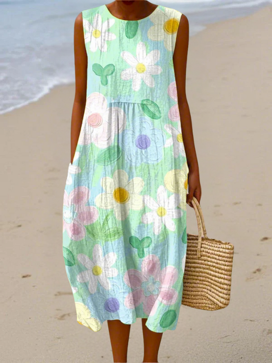 ISLA | PASTELLBLÜTEN WEICHES MIDI-KLEID