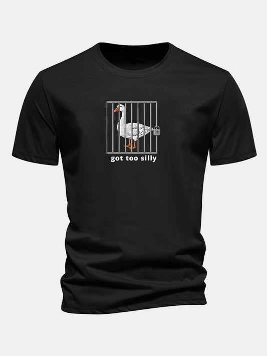 Regulär geschnittenes T-Shirt mit lustigem Gänse-Druck