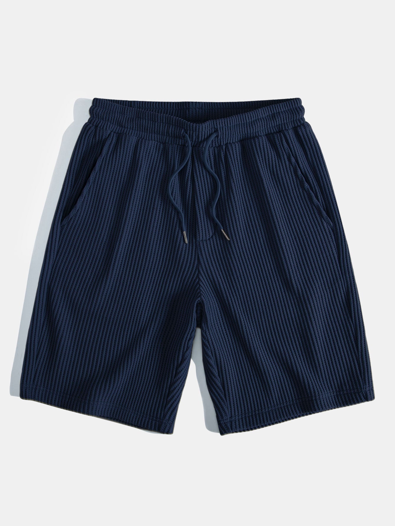 Waffel Johnny Kragen Polo mit Tasche & Kordelzug gestrickte Waffel Shorts