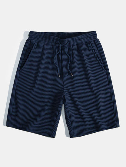 Kontrast Waffle T-Shirt mit Tasche & Drawstring Strick Waffle Shorts