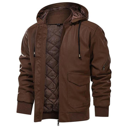 AlpenNord™ | Herren-Lederjacke mit Kapuze