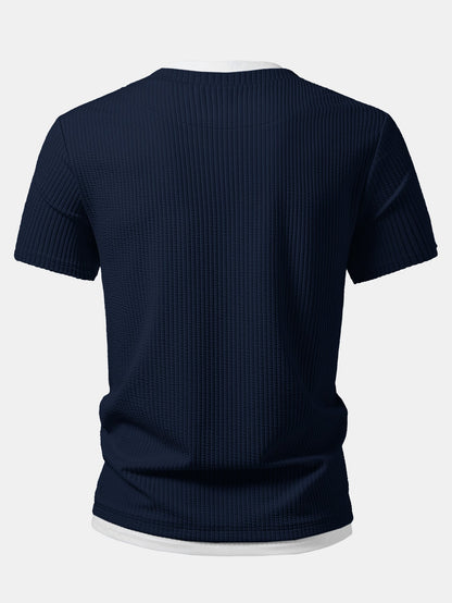 2 in 1 Ripp-Notch-Kragen T-Shirt & gerade Ripp-Hosen