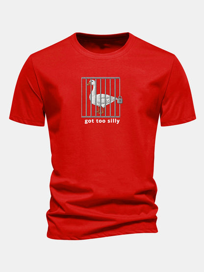 Regulär geschnittenes T-Shirt mit lustigem Gänse-Druck
