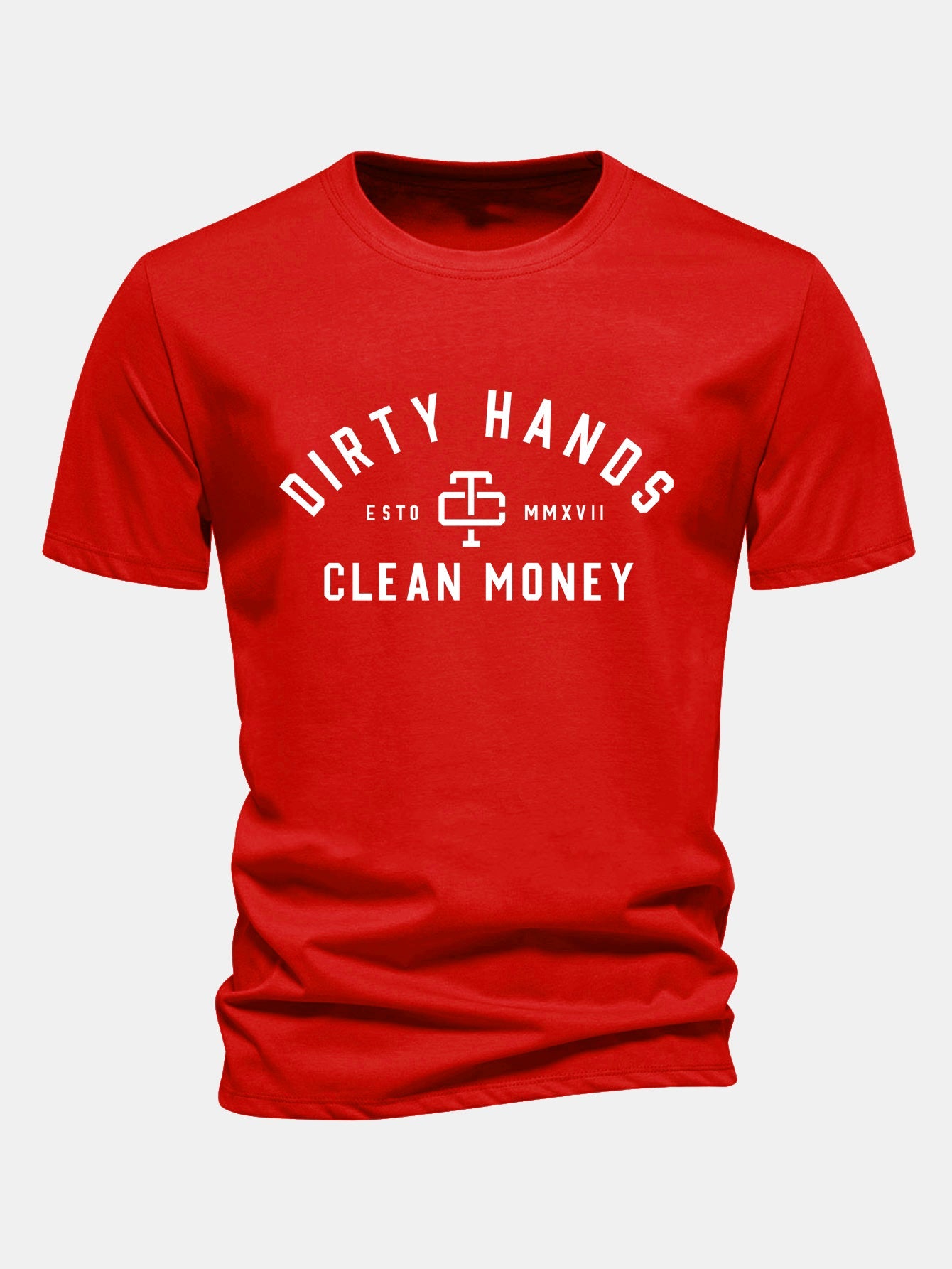 Regulär Passform Dirty Hands Clean Money Druck Baumwoll-T-Shirt