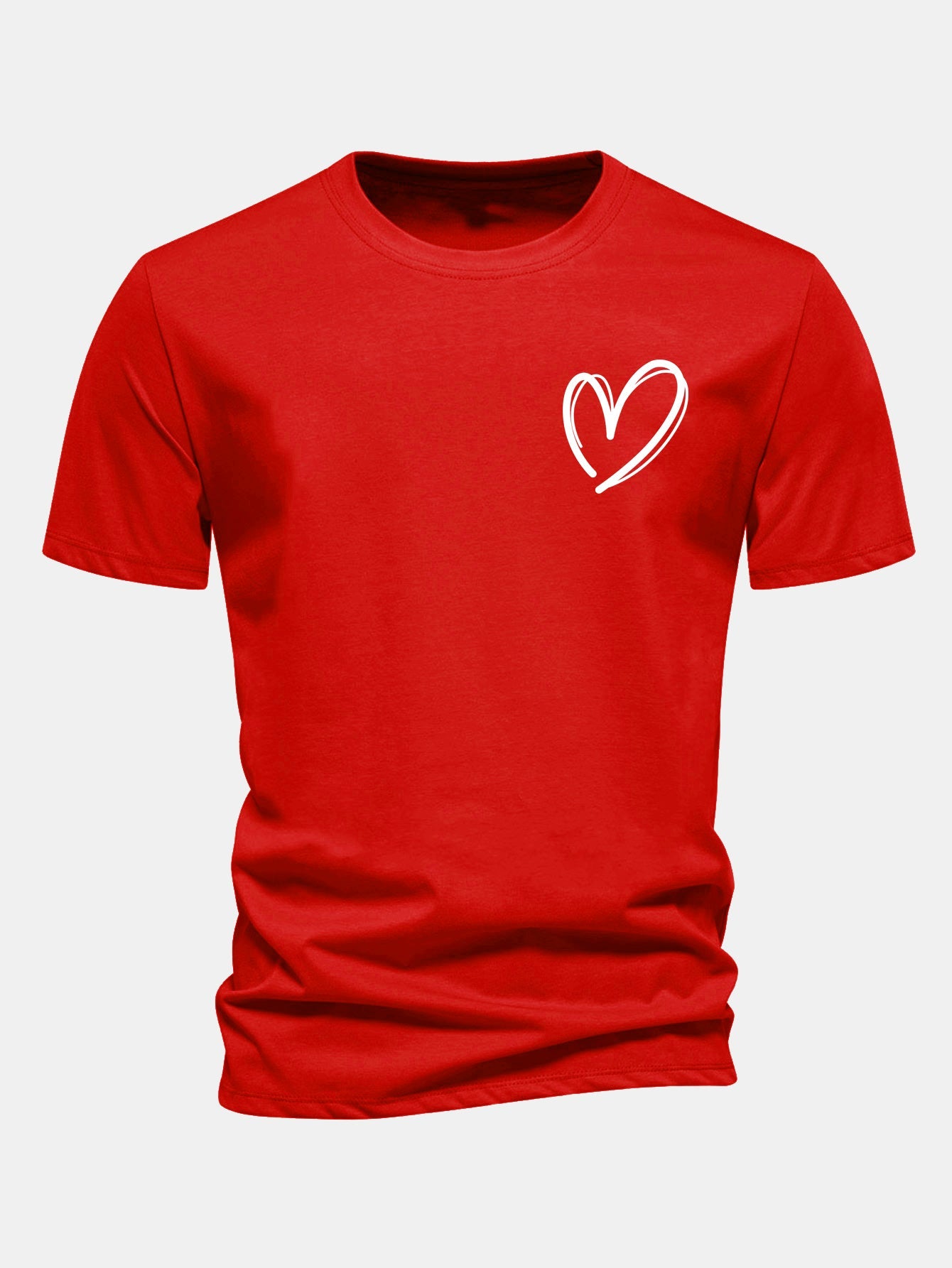 Regulär geschnittenes T-Shirt mit Herzmuster aus Baumwolle