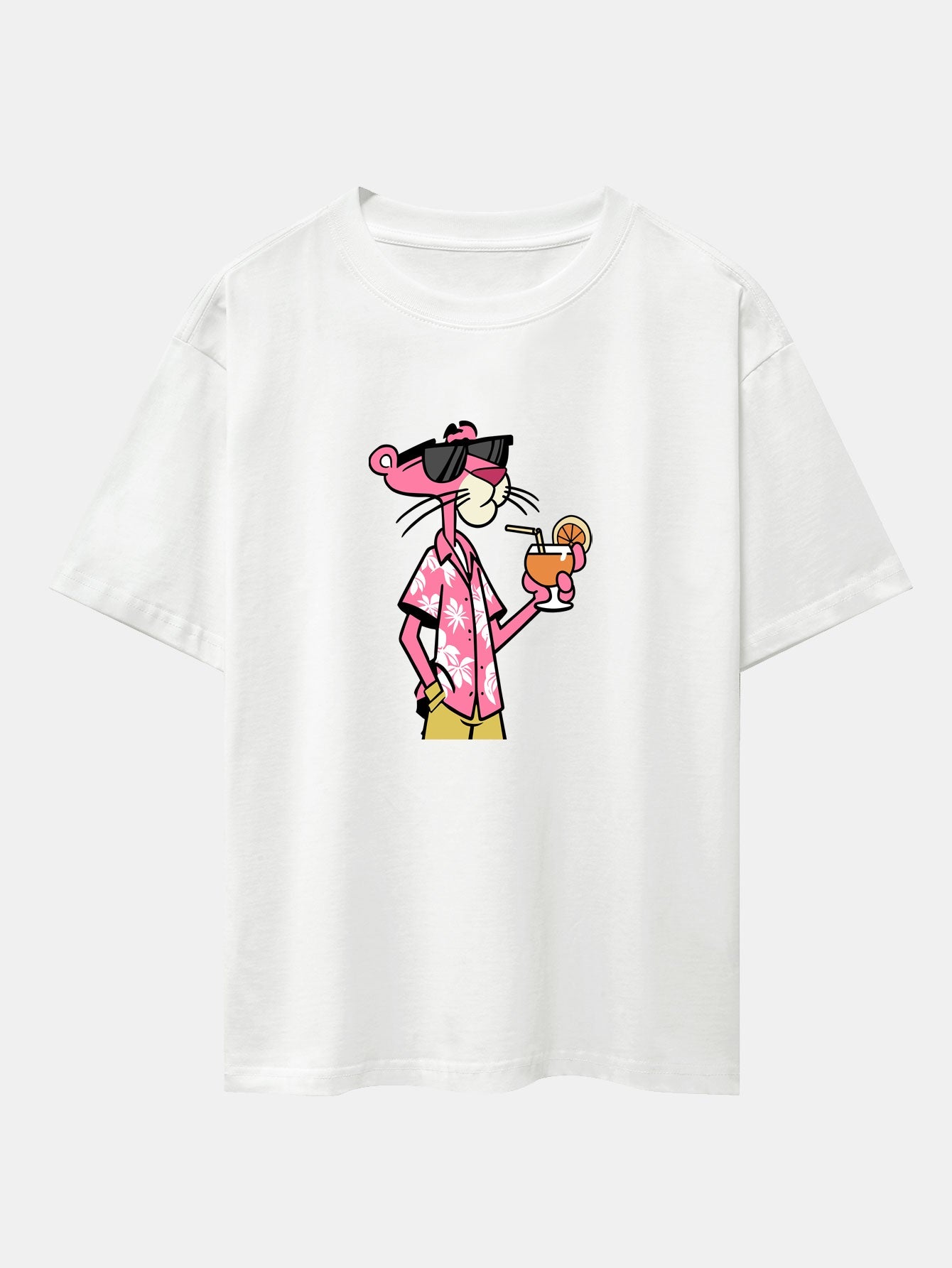 Relaxed Fit Urlaub Pink Panther Print Baumwoll T-Shirt & Corduroy 7" Shorts