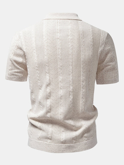 Leinentexturiertes Strickhemd & Slim Fit Tapered Hose