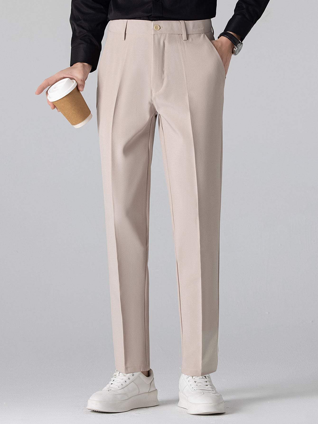 Kontrastbesatz Reißverschluss Polo & Slim Fit Tapered Hose