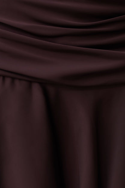 Poppy Satin Halter Mini Kleid - Schokolade